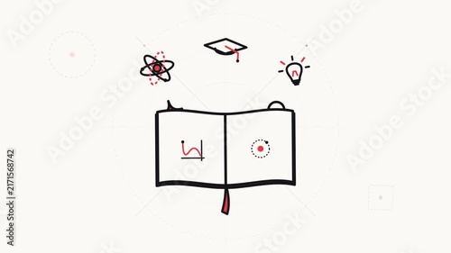 Education learning icons animation book graduation science idea motion graphic