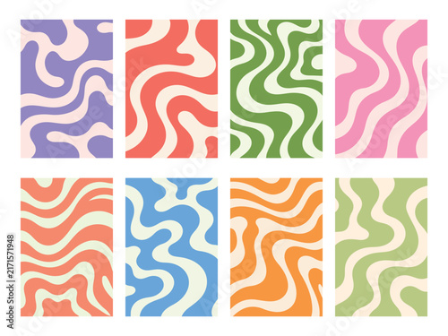 Colorful Retro Wavy Abstract Pattern Collection Vector Background