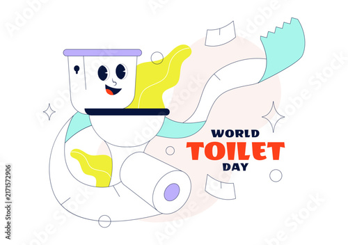 World Toilet Day Vector Illustration featuring Clean Restroom Facilities, Sanitation Awareness, Water Conservation, and Healthy Lifestyle