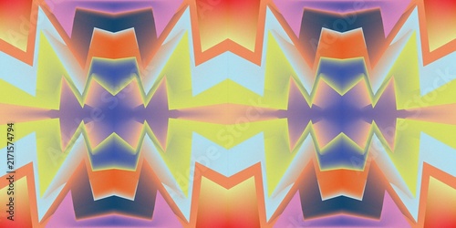 Quadro su tela Abstract Retro Vibrant Gradient Symmetrical Zigzag Pattern