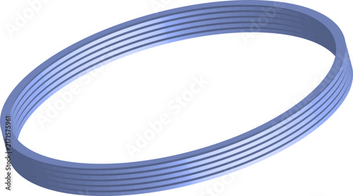 Blue ribbed timing belt shows soft gradient reflections along its circular grooved edges.