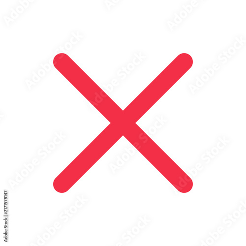 Bold red cross mark rejection sign
