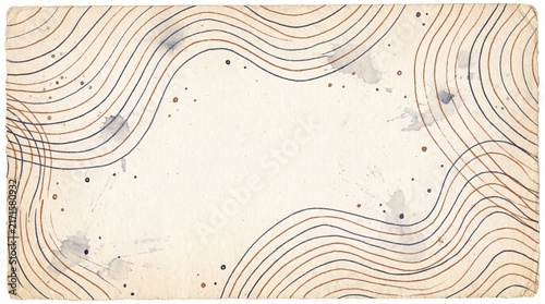 Abstract minimalist background with hand drawn wavy lines and ink watercolor splashes on textured paper minimalist design ink art line art beige background organic curves cream paper modern art