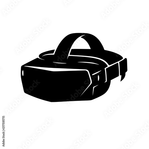 Black virtual reality headset icon for modern technology isolated on white background 