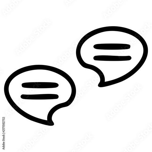 Outline-style illustration of conversation dialog boxes containing horizontal lines representing text falls into the communication concept related to messaging, dialogue for customer support interface
