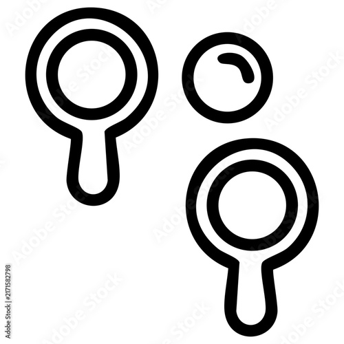 Outline vector design features table tennis equipment consisting of two rackets and a small sphere into the sports activity concept, is related to recreation and athletics, for sports event schedules