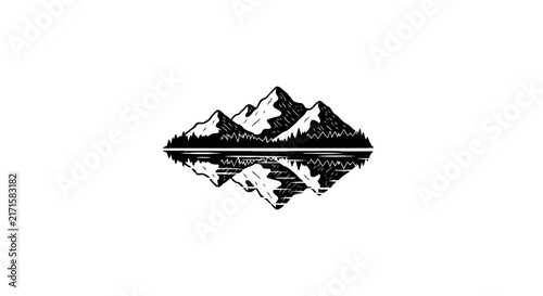 Mountain range reflected in water surface.