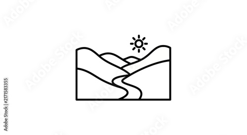 Quadro su tela Simple line drawing of sunny landscape.