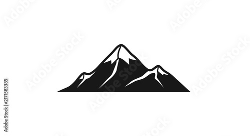 Canvas Print Snowy mountain peaks silhouette landscape.
