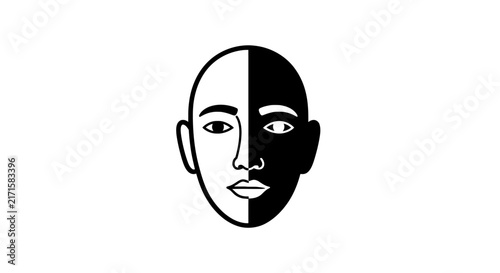 Obraz na płótnie Split face contrast illustration.