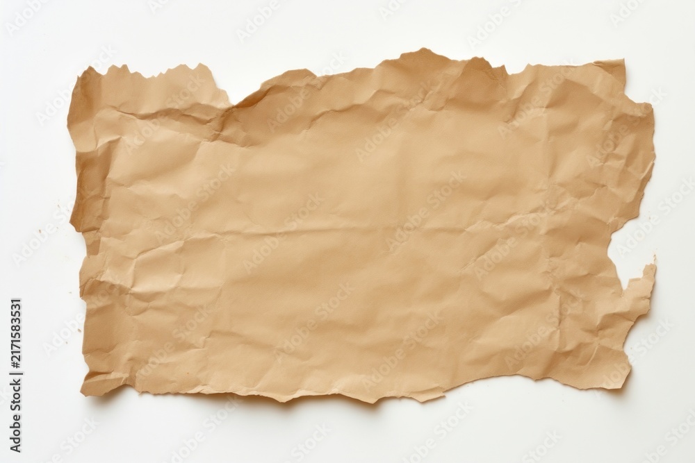 Fototapeta premium Brown ripped paper backgrounds white background cardboard.