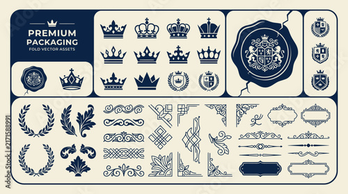 Royal Crown and Emblem Vector Assets for Premium Packaging Design