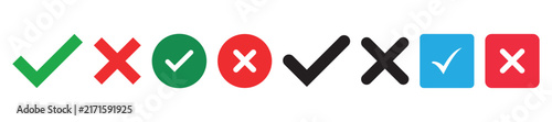 Green check mark and red cross mark icons for correct and incorrect choice selection