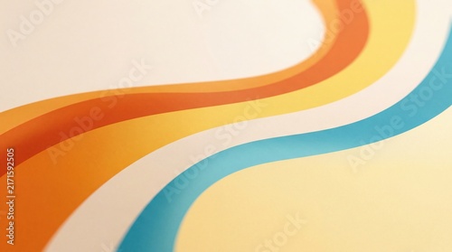 Retro Summer Rainbow Background in Warm Orange and Turquoise Colors
