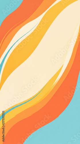 Retro Summer Rainbow Background in Warm Orange and Turquoise Colors