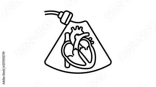 Heart Ultrasound Icon Isolated on Transparent Background