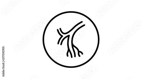 Isolated medical icon of branching blood vessels on transparent background