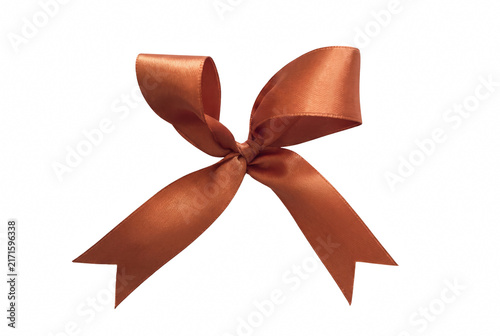 Foto Rust Colored Satin Ribbon Bow Isolated on Dark Surface
