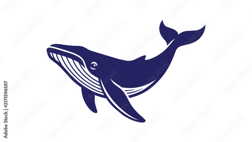 Fototapeta premium Stylized Humpback Whale Swimming
