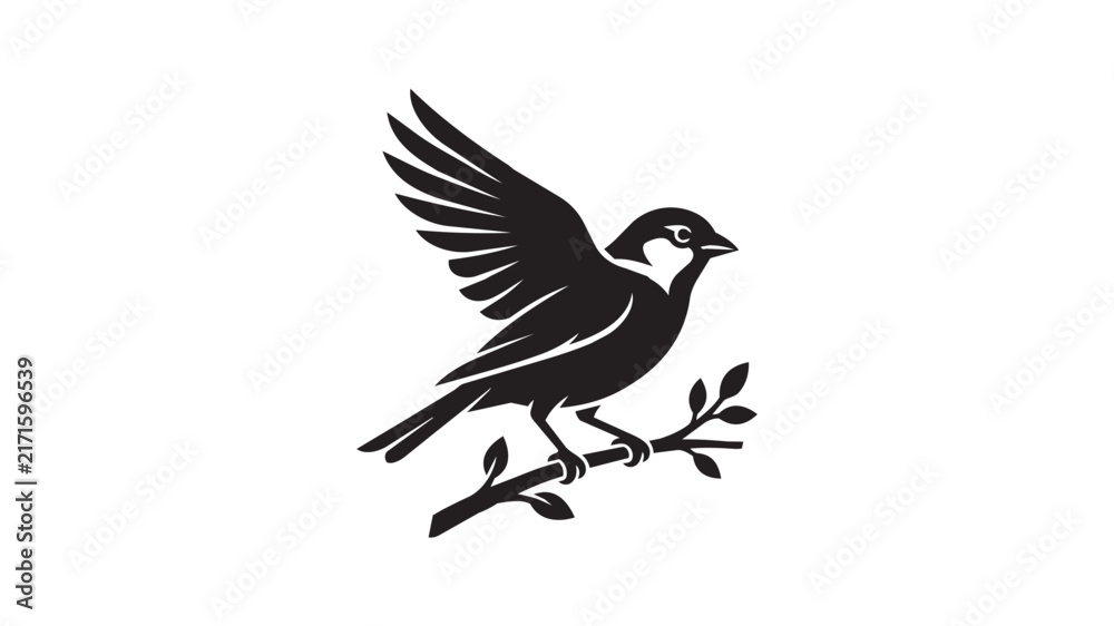 Fototapeta premium Silhouette Bird Perched on Branch