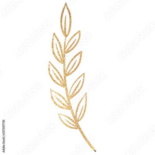 Elegant Golden Pointed Leaf Decorative Illustration