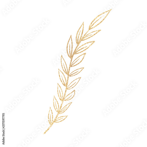 Elegant Golden Pointed Leaf Decorative Illustration