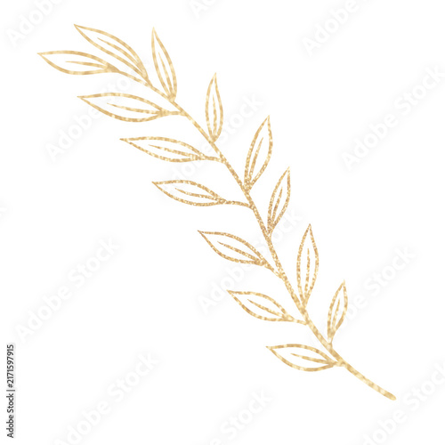 Elegant Golden Pointed Leaf Decorative Illustration