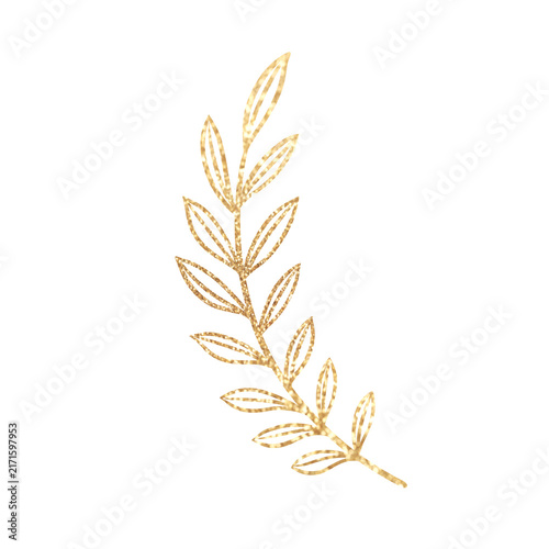 Elegant Golden Pointed Leaf Decorative Illustration