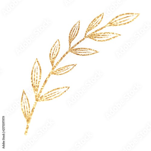 Elegant Golden Pointed Leaf Decorative Illustration