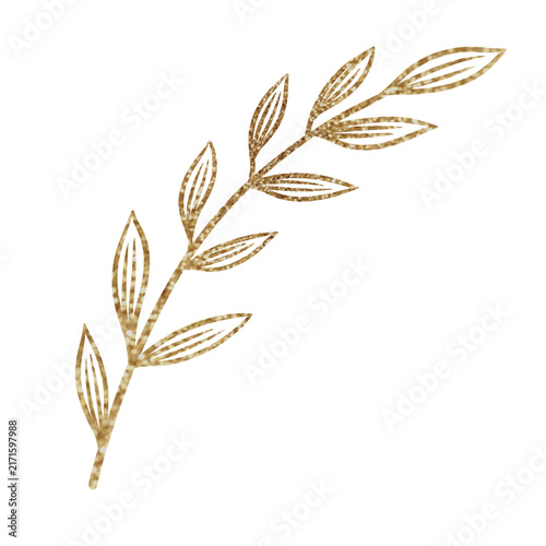 Elegant Golden Pointed Leaf Decorative Illustration