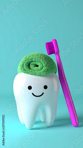 Funny Dental Character for Kids Oral Health Concept