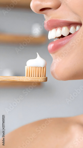 Close Up Smile with Toothbrush and Toothpaste