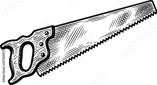 Bild auf Leinwand Vintage Engraved Hand Saw SVG