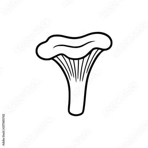 Simple Line Drawing of a Chanterelle Mushroom.