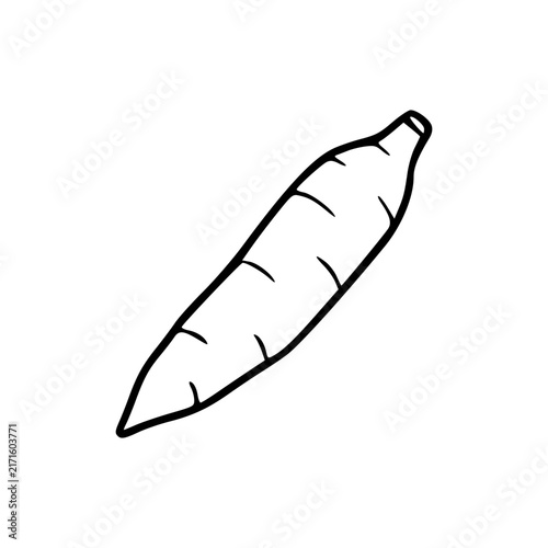Simple Line Drawing of a Cassava Root Vegetable.