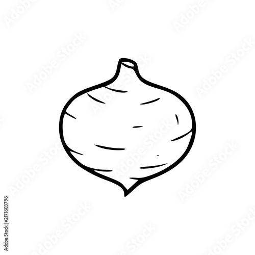 Simple Outline Drawing of a Turnip Vegetable.