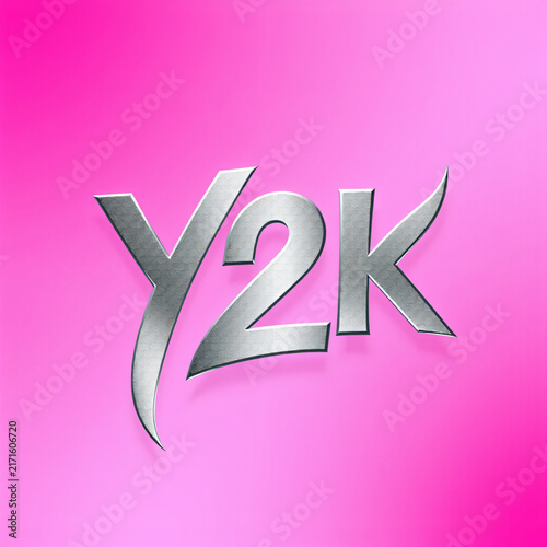 Y2K abstract trend metallic silver tribal tattoo shapes glowing hot pink gradient background nostalgic millennium design