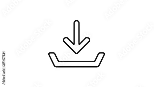 Download Icon: Arrow Pointing Down into a Tray, Symbolizing Data Transfer and Upload