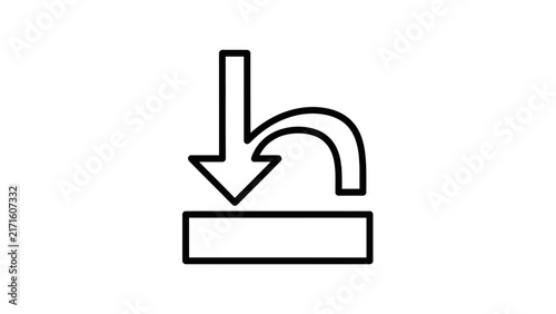 Downward Arrow with Loop Symbolizing Return, Reversal, or Cycle