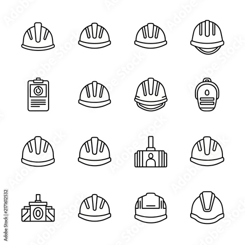 Professional construction safety helmet icons