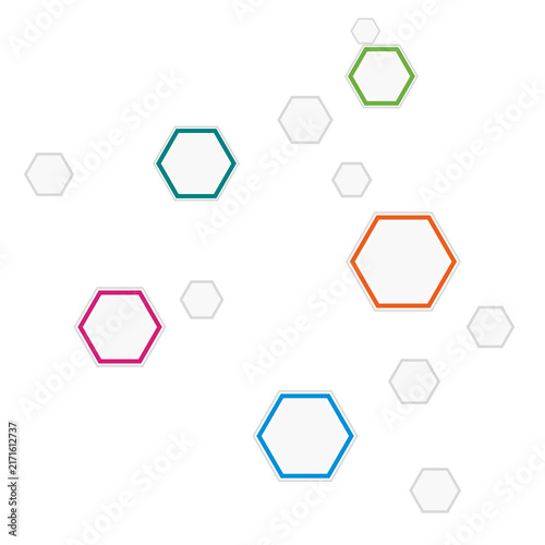 Hexagonal Network Connection with Data Nodes on Transparent Background