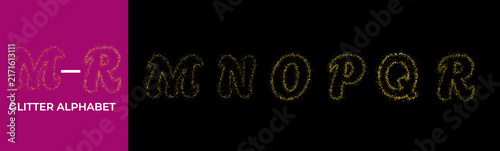 Gold Glitter Alphabet Letters M to R 