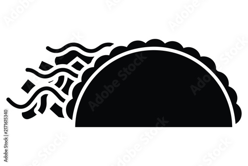 Taco with Steam Smoke Black Vector Silhouette Icon