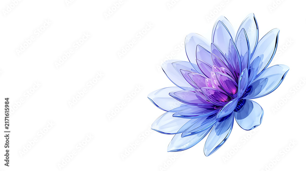 Obraz premium abstract transparent blue crystal flower isolated on white background