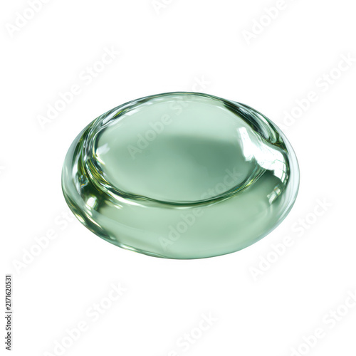 Single clean green water drop isolated isolated on transparent background