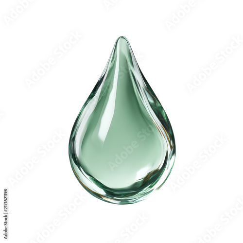 Single green water drop icon illustration isolated on transparent background