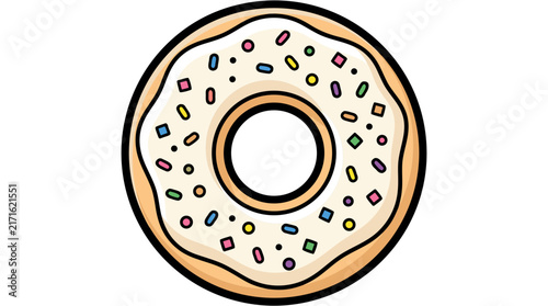  glazed donut with colorful sprinkles vector illustration icon