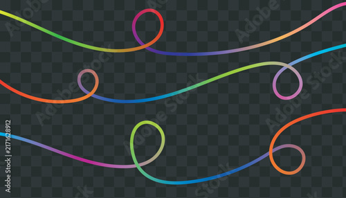 Abstract ribbon line gradient vector banner with color loop curves for landing page decoration background illustration.