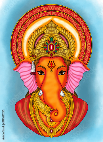 Fotografie hand drawn digital art of lord ganesha