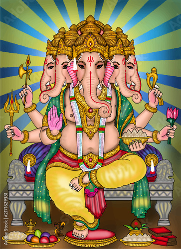 Fotografie hand drawn digital art of lord ganesha